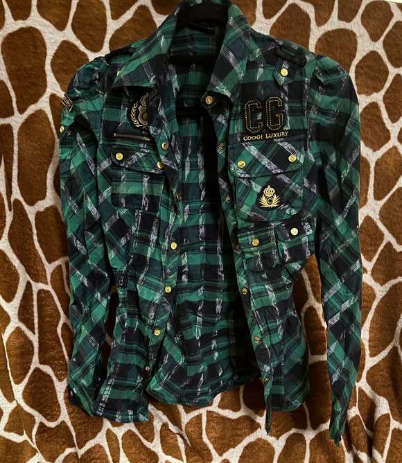 Y2K Streetwear Tops - Women's Luxury Embellished Long Sleeve Top Size L
